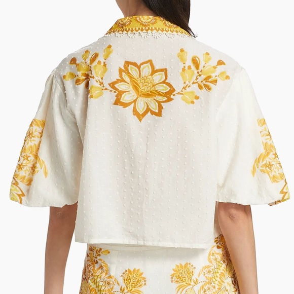 FARM RIO NWT aura Floral Cotton Crop Top -yellow/white -XL - Picture 4 of 7